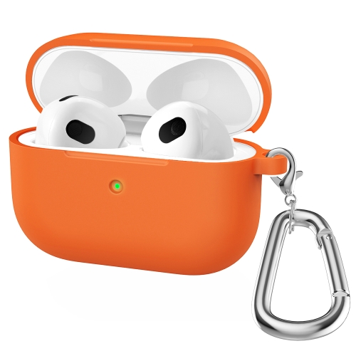 

Thicken Silicone Round Bottom Earphone Protective Case with Hook For AirPods 3(Orange)