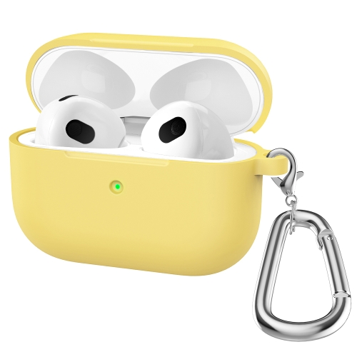 

Thicken Silicone Round Bottom Earphone Protective Case with Hook For AirPods 3(Yellow)