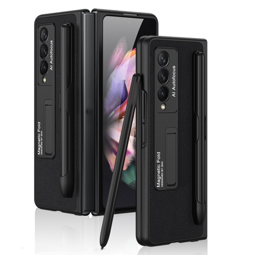 

For Samsung Galaxy Z Fold3 5G GKK Ultra-thin PC + PU Phone Flip Case with Holder & Pen Slot(Black)