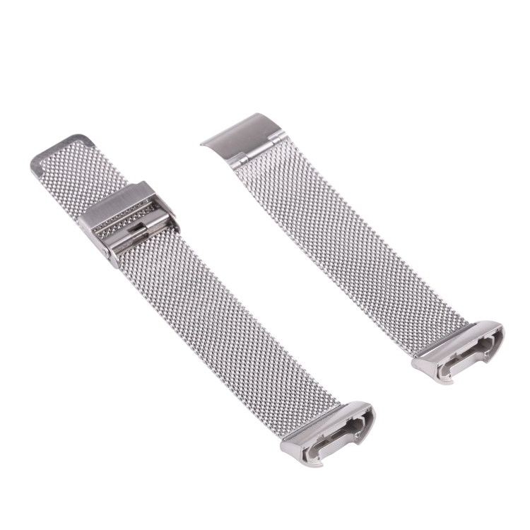 

For Fitbit Charge 4 Double Insurance Buckle Milanese Watch Band(Silver)