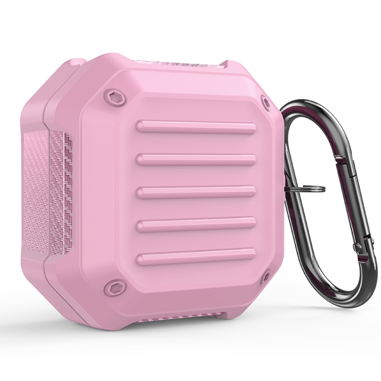 

For Samsung Galaxy Buds Live / Buds 2 / Buds Pro Shockproof Carbon Fiber Luggage Earphone Protective Case with Hook(Pink)