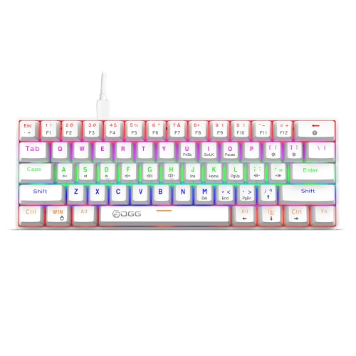 

HXSJ V900 61 Keys Cool Lighting Effect Mechanical Wired Keyboard(White)