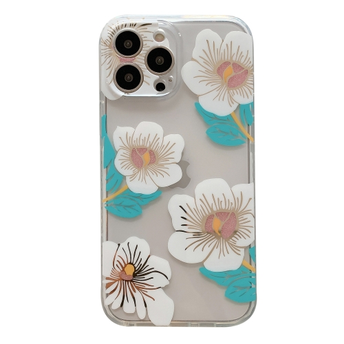 

Dual-side Laminating IMD Plating Flower Pattern TPU Phone Case For iPhone 13(DX-74)