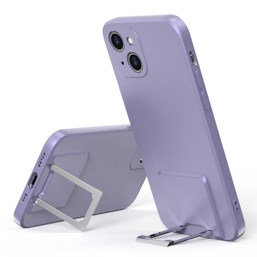 

Skin Feel Frosted TPU Shockproof Phone Case with Telescopic Holder For iPhone 13(Purple)