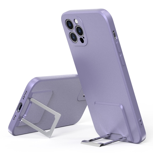 

Skin Feel Frosted TPU Shockproof Phone Case with Telescopic Holder For iPhone 11 Pro(Purple)