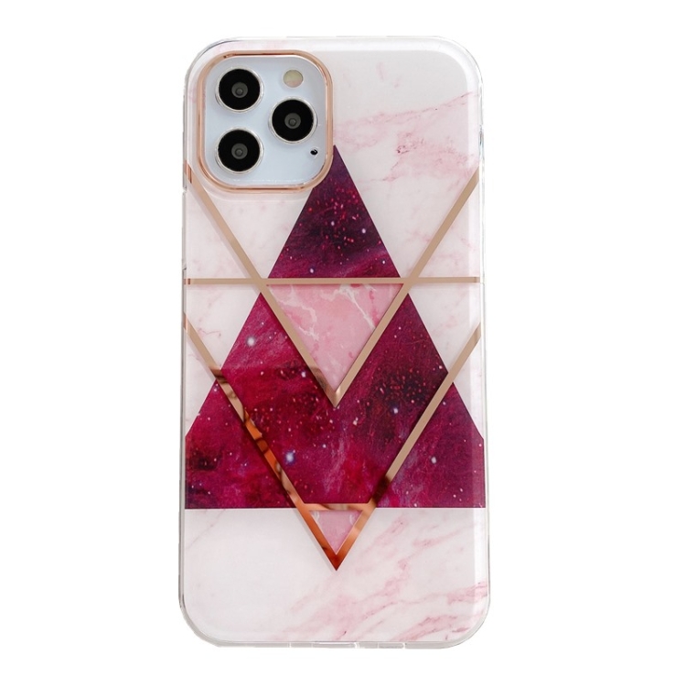 

Dual-side Laminating Marble TPU Phone Case For iPhone 13 Pro(Stitching Red)