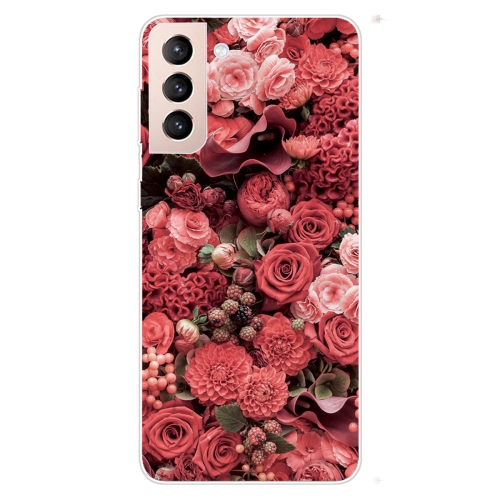 

For Samsung Galaxy S22+ 5G Shockproof Painted Transparent TPU Phone Protective Case(Many Red Roses)