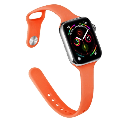 

Slimming Silicone Watch Band For Apple Watch Ultra 49mm / Series 8&7 45mm / SE 2&6&SE&5&4 44mm / 3&2&1 42mm(Papaya)