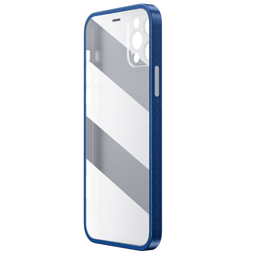 

For iPhone 12 Pro WK WPC-011 Shockproof PC Phone Case with Tempered Glass Film(Blue)