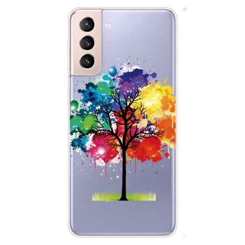 

For Samsung Galaxy S22 5G Painted Pattern High Transparent TPU Phone Protective Case(Oil Painting Tree)