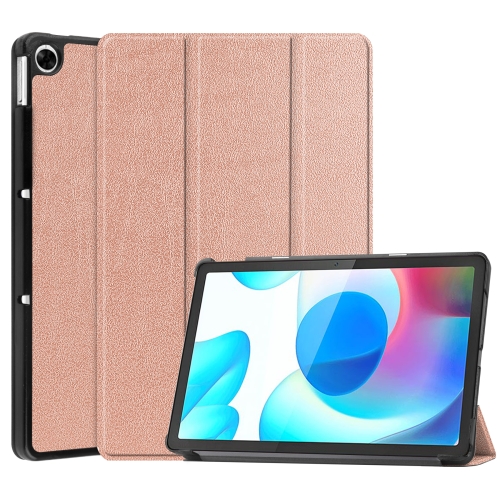 Pour Oppo Realme Pad 10.4 Color Solide Couleur Horizontal Tablette Tablette  Tablette Tablette avec porte-3-Rose (or rose)