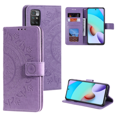 

For Xiaomi Redmi Note 11 Totem Flower Embossed Horizontal Flip Phone Leather Case with Holder & Card Slots & Wallet(Purple)