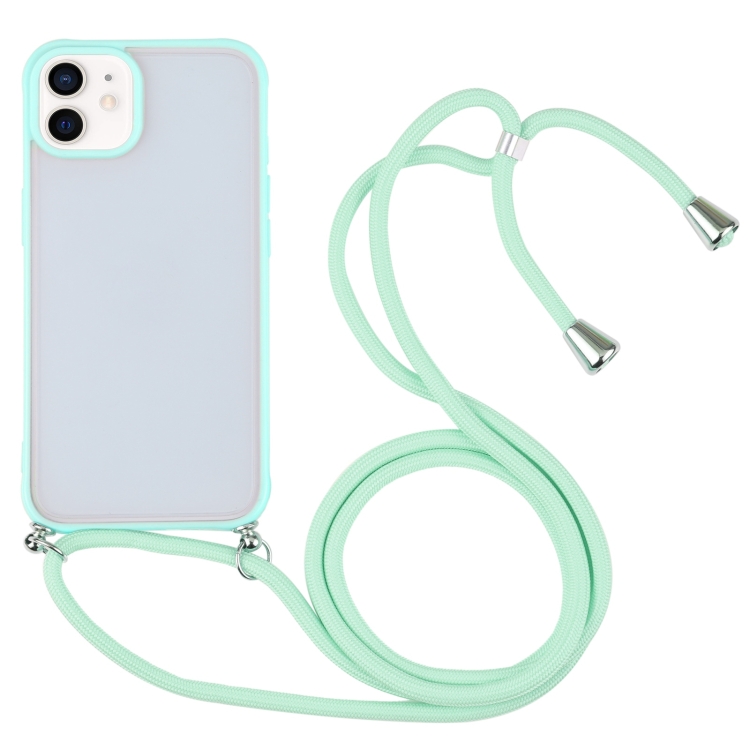 

Candy Transparent Phone Case with Lanyard For iPhone 12(Mint Green)