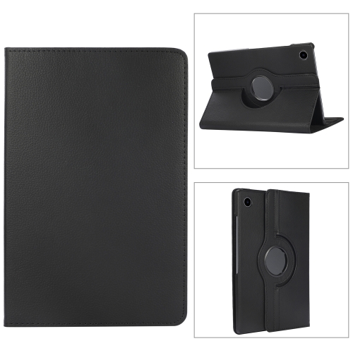 For Samsung Galaxy Tab A8 360 Degree Rotation Litchi Texture Tablet Leather Case with Holder & Sleep / Wake-up Function(Black) рукоятка правая tilta tiltaing advanced power handle with run stop type iv np f570 чёрная ta rrh4 57 b