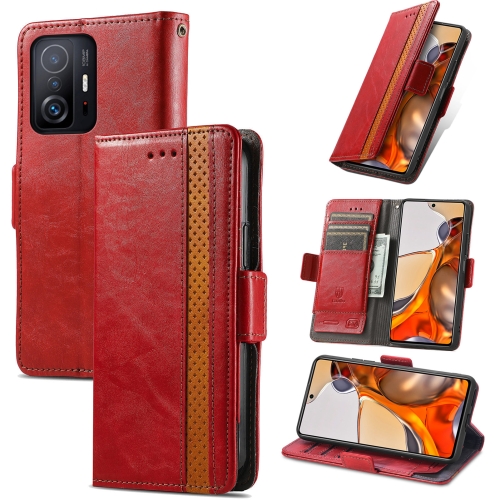 

For Xiaomi 11T / 11T Pro CaseNeo Splicing Dual Magnetic Buckle Leather Case with Holder & Card Slots & Wallet(Red)