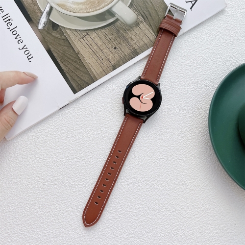 

For Samsung Galaxy Watch4 40mm / 44mm Sewing Leather Strap Watchband(Brown)