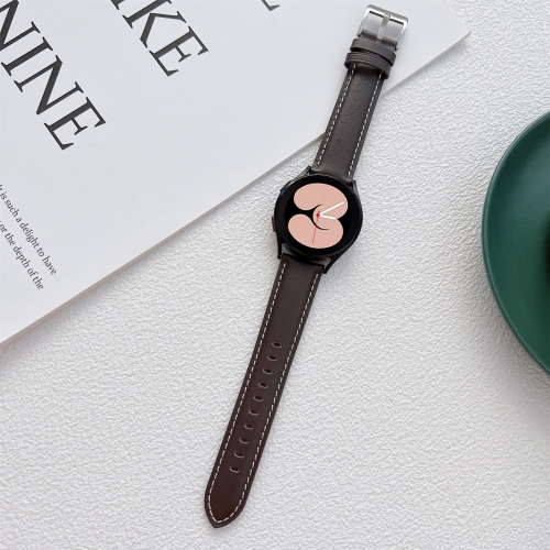 

For Samsung Galaxy Watch4 40mm / 44mm Sewing Leather Strap Watchband(Dark Brown)