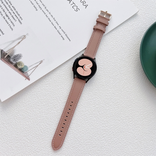 

For Samsung Galaxy Watch4 40mm / 44mm Sewing Leather Strap Watchband(Pink Brown)