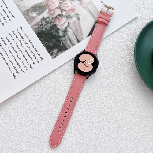 

For Samsung Galaxy Watch4 40mm / 44mm Sewing Leather Strap Watchband(Dark Pink)