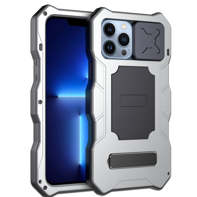 

Camshield Shockproof Waterproof Dustproof Metal Case with Holder For iPhone 12 / 12 Pro(Silver)