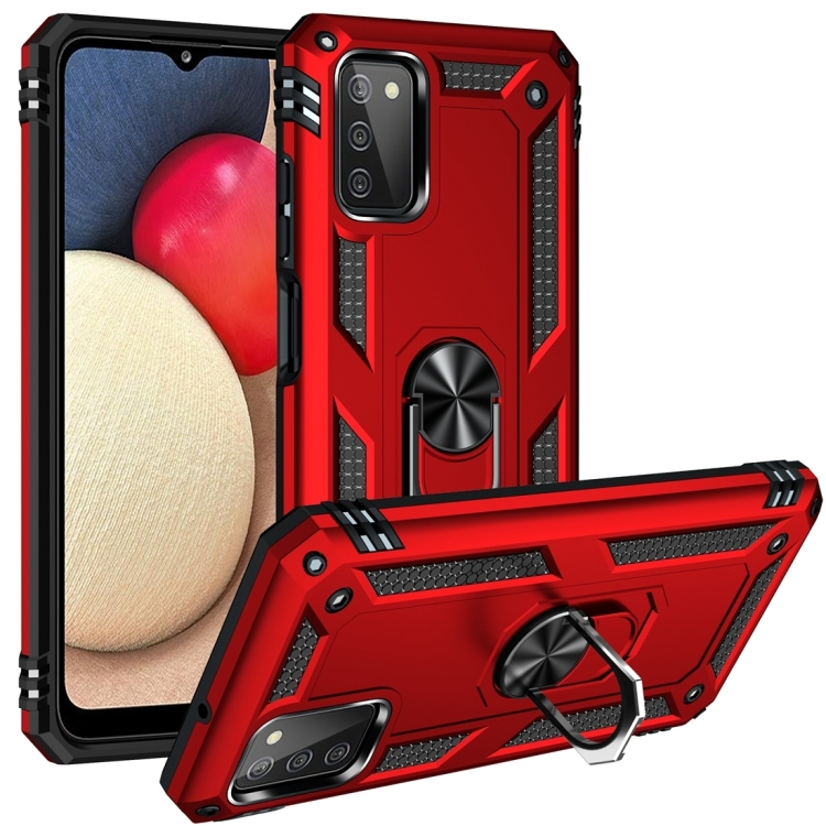 

For Samsung Galaxy A03s 164mm Version Shockproof TPU + PC Protective Case with 360 Degree Rotating Holder(Red)