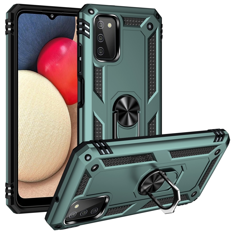 

For Samsung Galaxy A03s 164mm Version Shockproof TPU + PC Protective Case with 360 Degree Rotating Holder(Dark Green)
