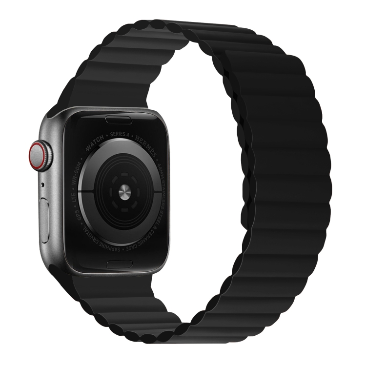 

Silicone Magnetic Integrated Long Strap Watchband For Apple Watch Series 7 41mm / 6&SE&5&4 40mm / 3&2&1 38mm (Natural Black)