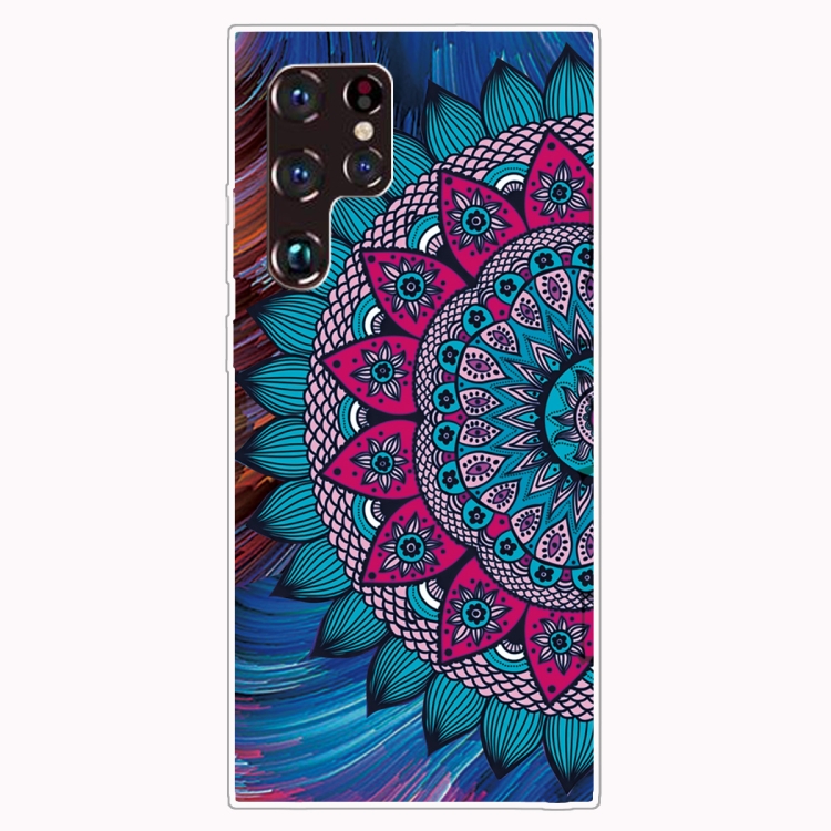 

For Samaung Galaxy S22 Ultra 5G Painted Pattern High Transparent TPU Phone Case(Oil Painting Flowers)