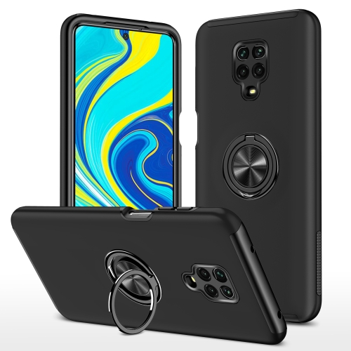 

For Xiaomi Redmi Note 9 Pro / Note 9S PC + TPU Shockproof Magnetic Phone Case with Invisible Ring Holder(Black)