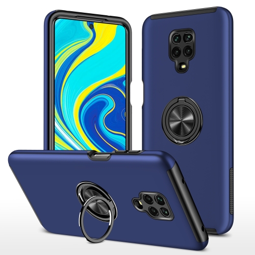 

For Xiaomi Redmi Note 9 Pro / Note 9S PC + TPU Shockproof Magnetic Phone Case with Invisible Ring Holder(Blue)