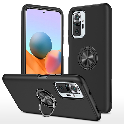 

For Xiaomi Redmi Note 10 Pro PC + TPU Shockproof Magnetic Phone Case with Invisible Ring Holder(Black)