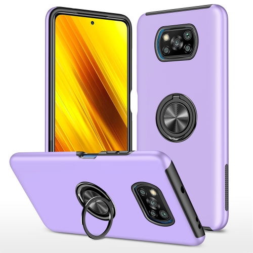 

For Xiaomi Poco X3 / X3 NFC PC + TPU Shockproof Magnetic Phone Case with Invisible Ring Holder(Purple)