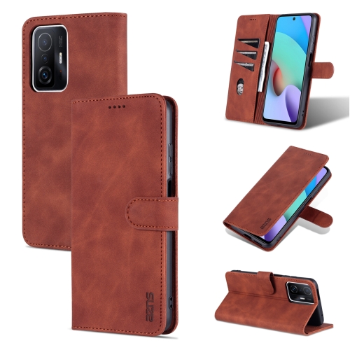 

For Xiaomi Mi 11T / 11T Pro AZNS Skin Feel Calf Texture Horizontal Flip Phone Leather Case(Brown)