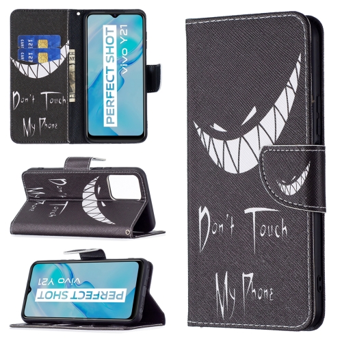 

For vivo Y21 Colored Drawing Pattern Horizontal Flip Phone Leather Case with Holder & Card Slots & Wallet(Smirk)