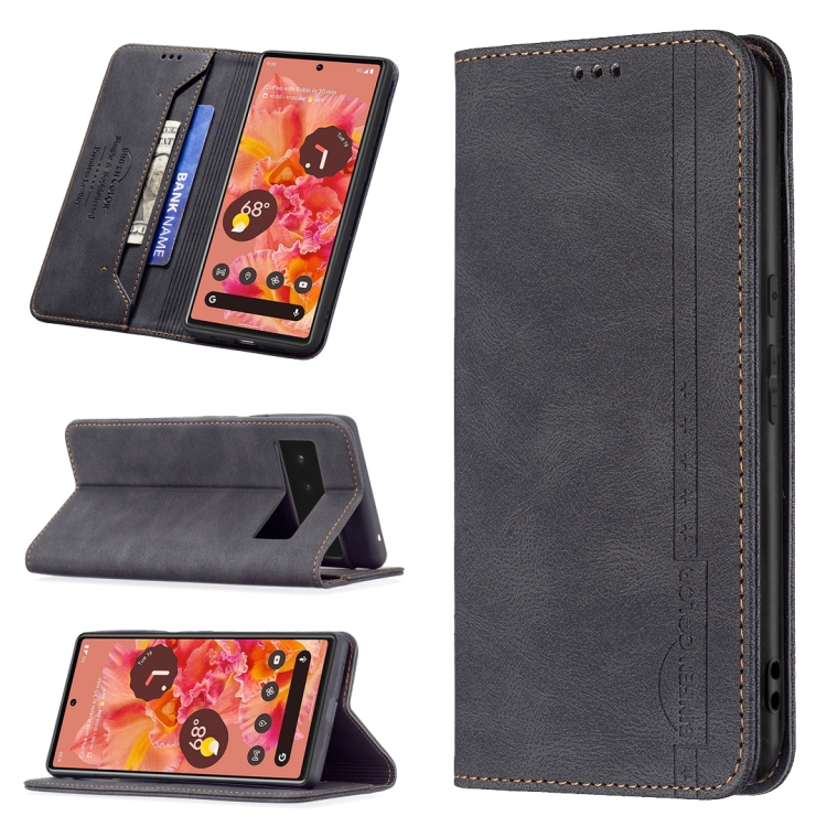 Coque Portefeuille en Cuir pour Google Pixel 6A Étui à Rabat