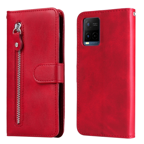 

For vivo Y21 / Y21S / Y33S Fashion Calf Texture Zipper Horizontal Flip Leather Phone Case(Red)