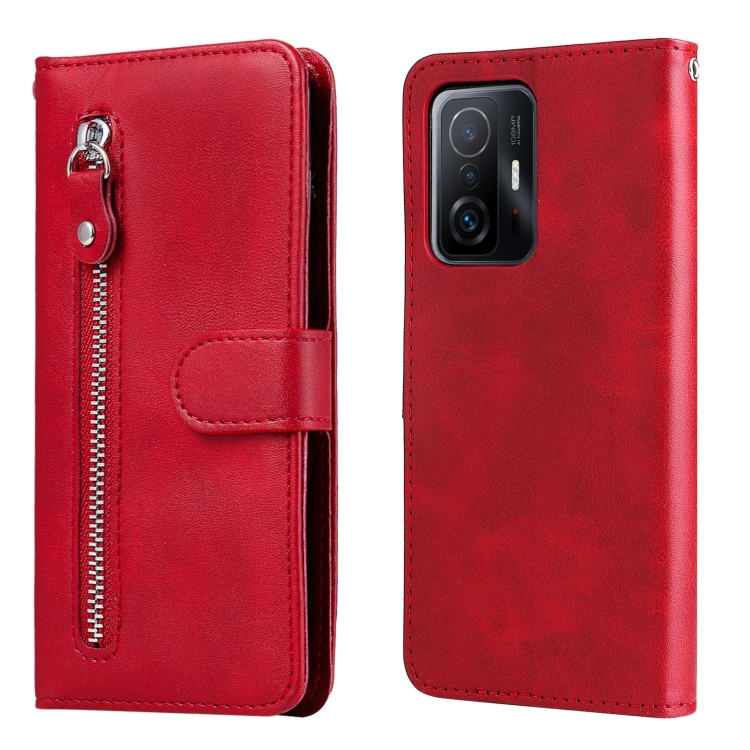 

For Xiaomi 11T / 11T Pro Fashion Calf Texture Zipper Horizontal Flip Leather Phone Case(Red)