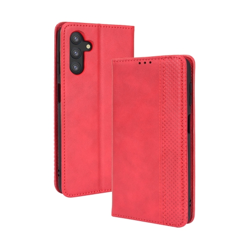 

For Samsung Galaxy A13 5G Magnetic Buckle Retro Crazy Horse Texture Horizontal Flip Phone Leather Case with Holder & Card Slots & Photo Frame(Red)