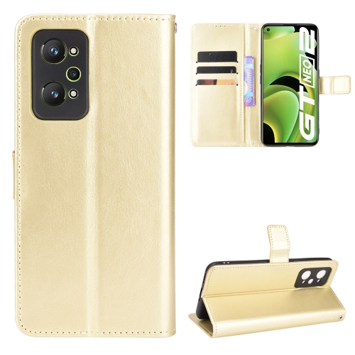 

For OPPO Realme GT Neo2 Crazy Horse Texture Horizontal Flip Phone Leather Case with Holder & Card Slots & Lanyard(Gold)