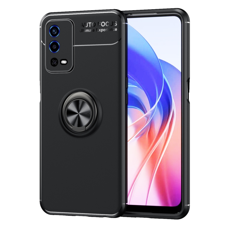 

For OPPO A55 4G Metal Ring Holder 360 Degree Rotating TPU Phone Case(Black)