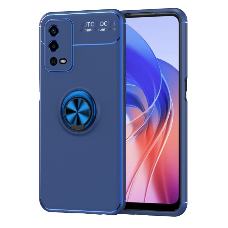

For OPPO A55 4G Metal Ring Holder 360 Degree Rotating TPU Phone Case(Blue)