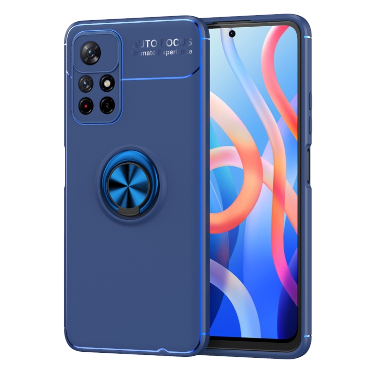 

For Xiaomi Redmi Note 11 (China) Metal Ring Holder 360 Degree Rotating TPU Phone Case(Blue)