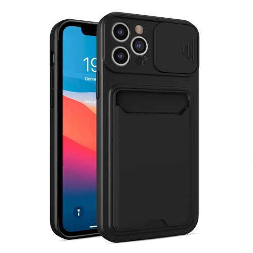 

Sliding Camera Cover Design TPU + PC Shockproof Phone Case with Card Slot For iPhone 11 Pro(Black)