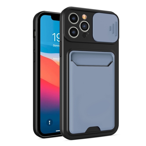 

Sliding Camera Cover Design TPU + PC Shockproof Phone Case with Card Slot For iPhone 11 Pro Max(Lavender Grey)