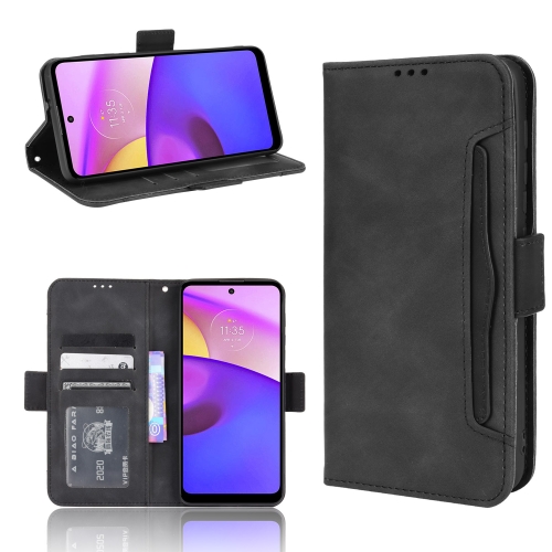 

For Motorola Moto E40/E30/E20 Skin Feel Calf Pattern Horizontal Flip Leather Phone Case with Holder & Card Slots & Photo Frame(Black)