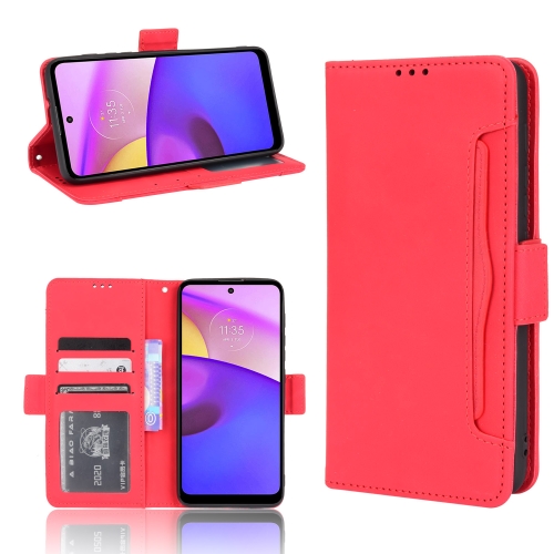 

For Motorola Moto E40/E30/E20 Skin Feel Calf Pattern Horizontal Flip Leather Phone Case with Holder & Card Slots & Photo Frame(Red)