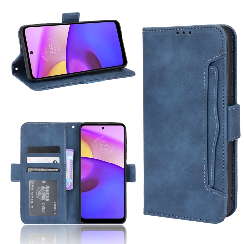 

For Motorola Moto E40/E30/E20 Skin Feel Calf Pattern Horizontal Flip Leather Phone Case with Holder & Card Slots & Photo Frame(Blue)