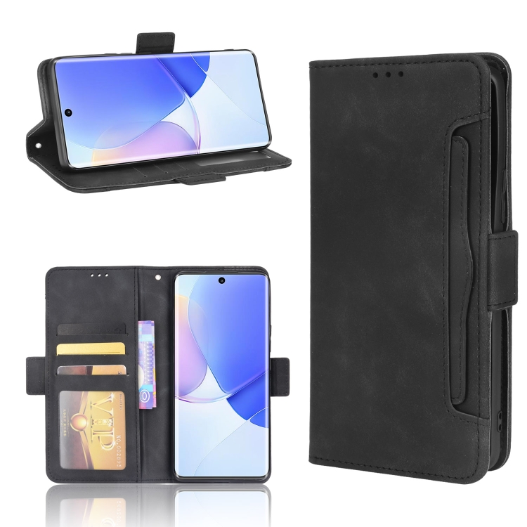 

For Huawei nova 9 Skin Feel Calf Pattern Horizontal Flip Leather Phone Case with Holder & Card Slots & Photo Frame(Black)