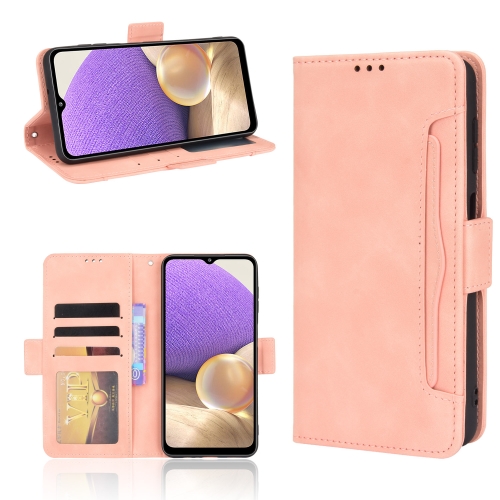 

For Samsung Galaxy A13 5G Skin Feel Calf Pattern Horizontal Flip Leather Phone Case with Holder & Card Slots & Photo Frame(Pink)