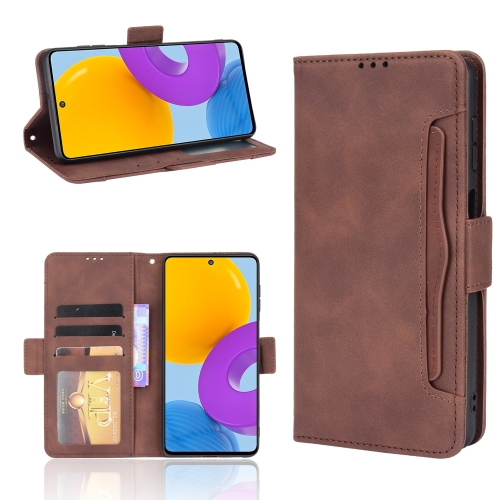 

For Samsung Galaxy M52 5G Skin Feel Calf Pattern Horizontal Flip Leather Phone Case with Holder & Card Slots & Photo Frame(Brown)